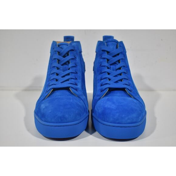 Christian Louboutin Louis Orlato Flat Alize Blue Suede High Top Sneaker 43 10 - Picture 3 of 8